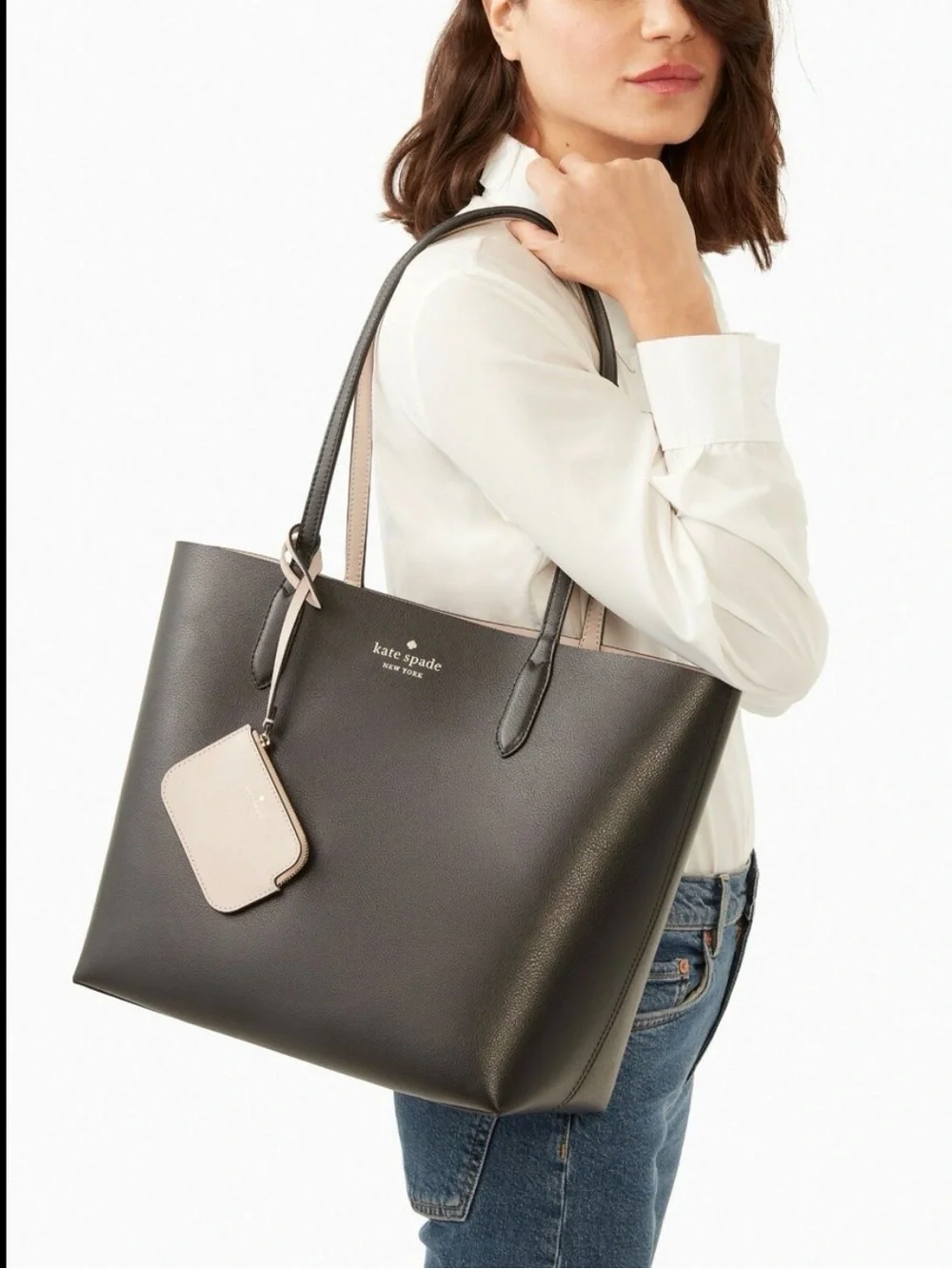 Kate Spade New York Black Reversible Tote | Black/Beige| Large Everyday Bag